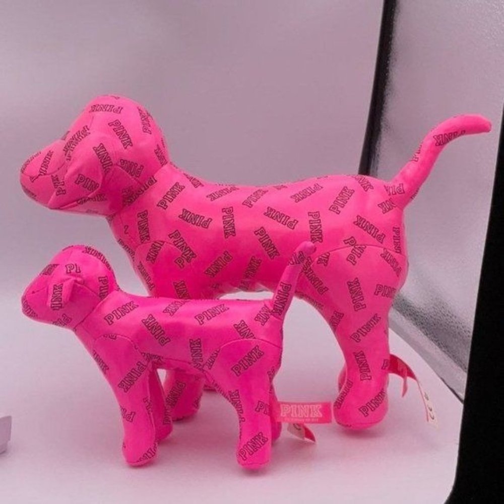 Victoria’s Secret PINK Neon vinyl dogs Large + small Set